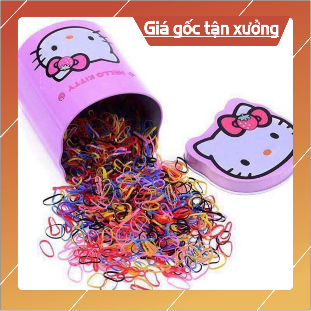 Sẵn hàng combo 10 hộp 2000 chun buộc tóc sắt hình hello kitty