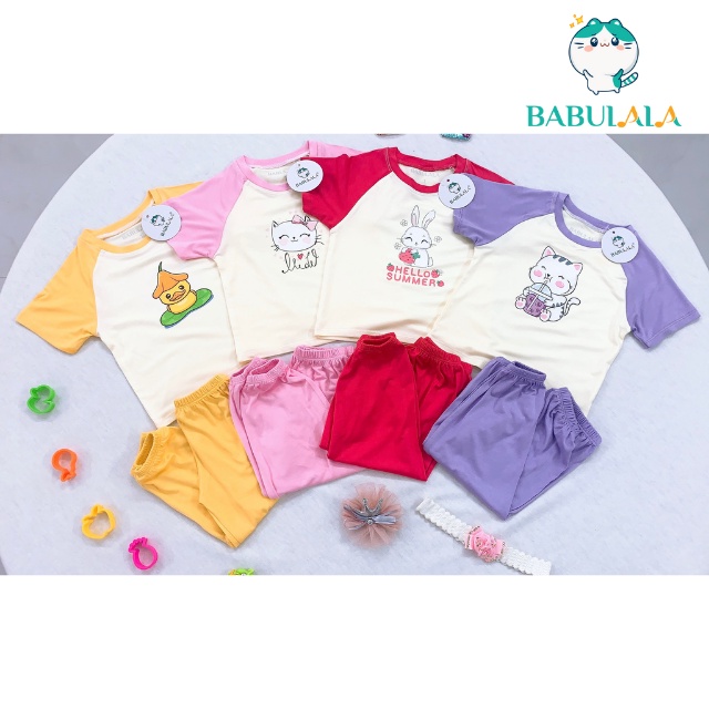Đồ Bộ Cho Bé Gái Bé Trai BABULALA Vải Thun Lạnh 8-18kg 1 2 3 4 5 Tuổi