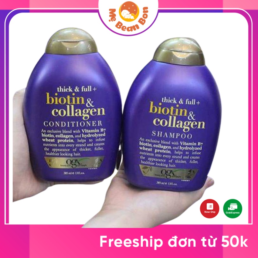 Dầu Gội xả Biotin &amp; Collagen OGX 385ml của US Ngăn Ngừa Rụng Tóc Dưỡng Tóc Chống Khô An Toàn Cho Cả Mẹ Bầu Sau Sinh