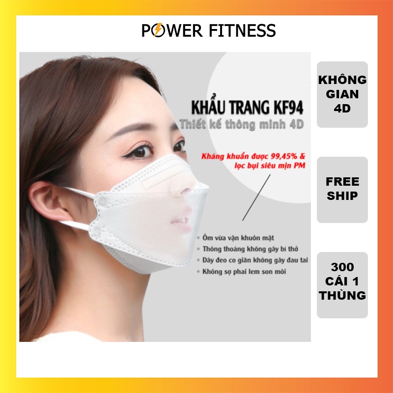 Thùng 300 cái khẩu trang KF94 thùng 3D mask 4D mask y tế 4 lớp hàn quốc chính hãng unimask  Power Fitness