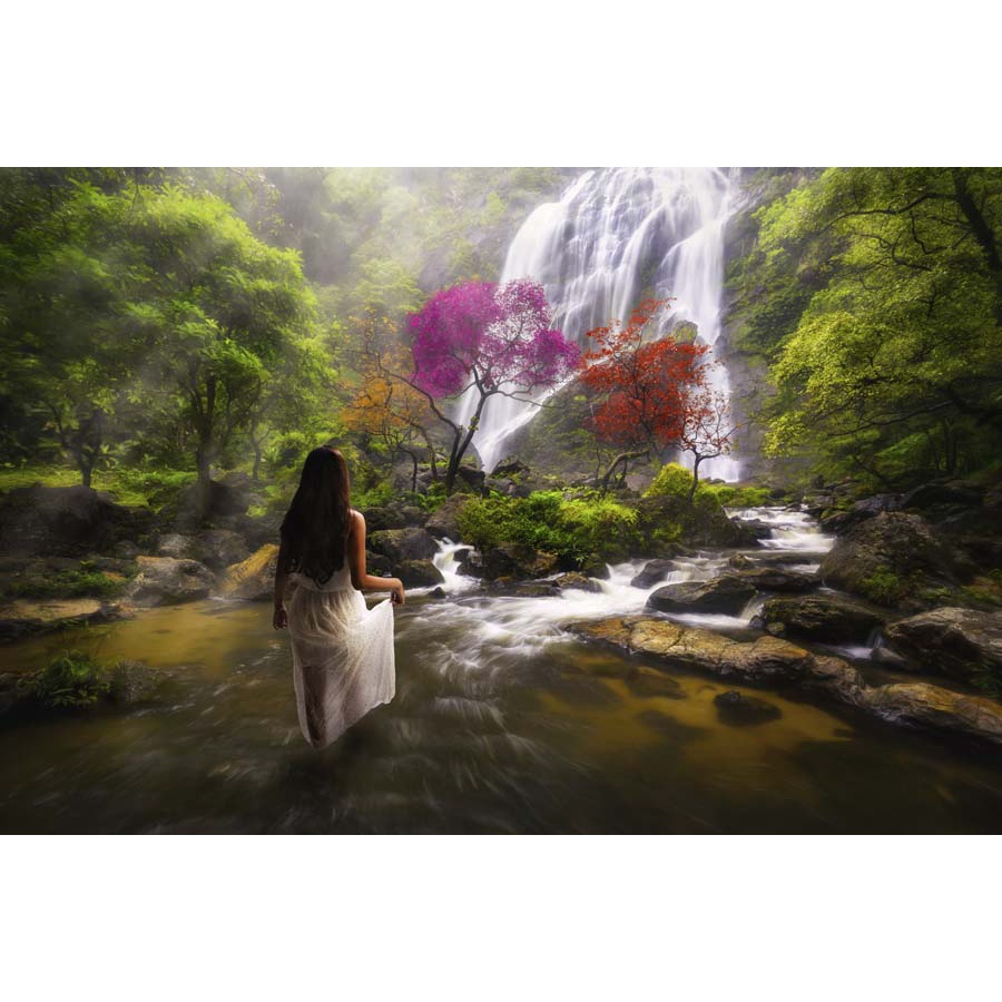 Tranh dán tường 3D cảnh thác nước hùng vỹ