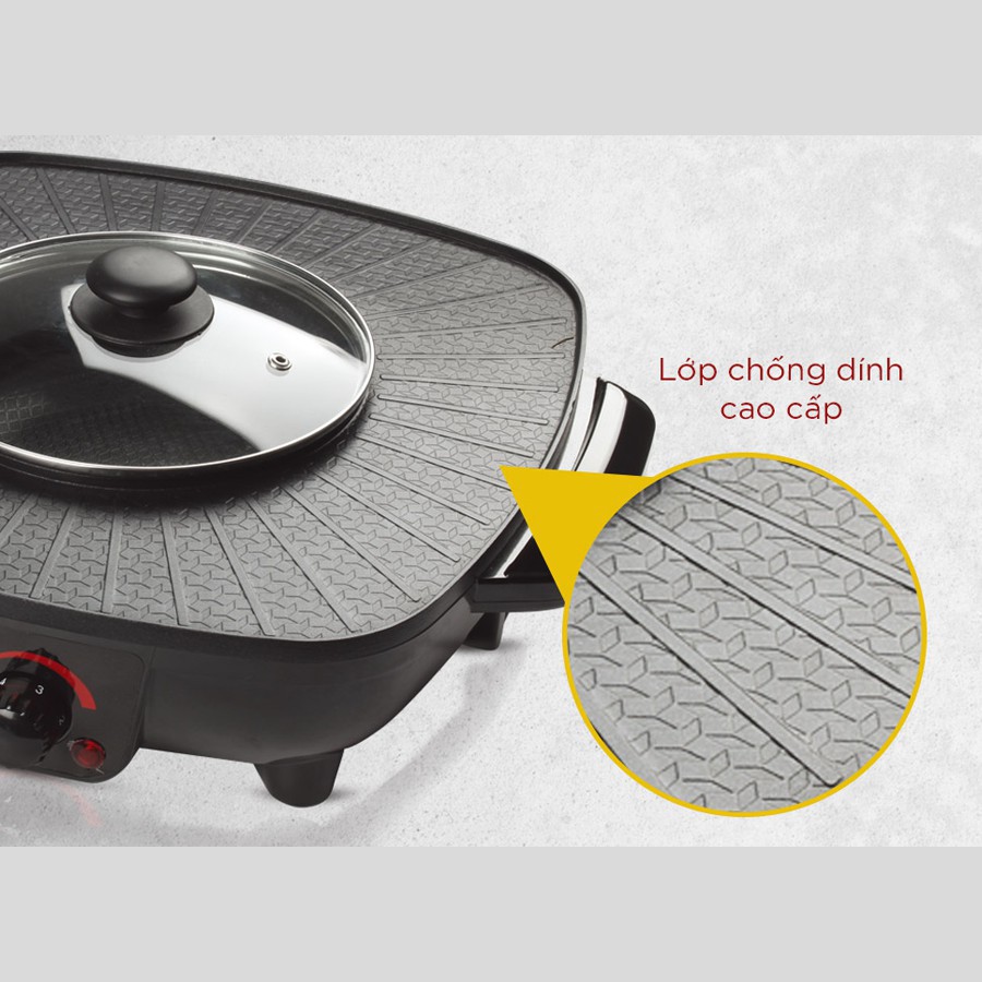 Bếp lẩu điện 2 ngăn công suất 1500W chống dính cao cấp