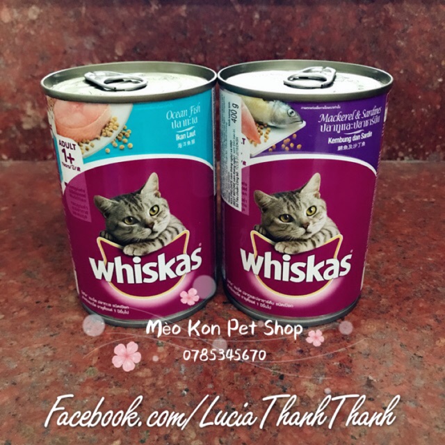 [Freeship trên 150k]Thức ăn mèo Pate Whiskas lon cá biển 400gram