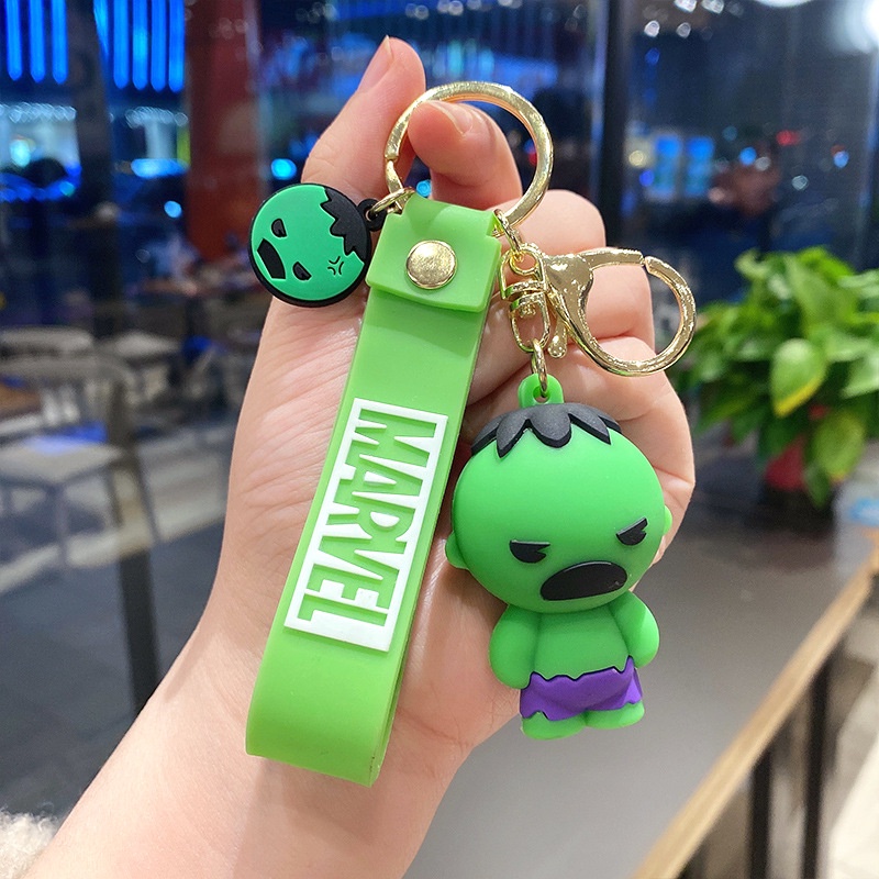 Móc khóa mặt hình búp bê nhân vật siêu anh hùng Marvel hoạt hình bằng PVC đáng yêu