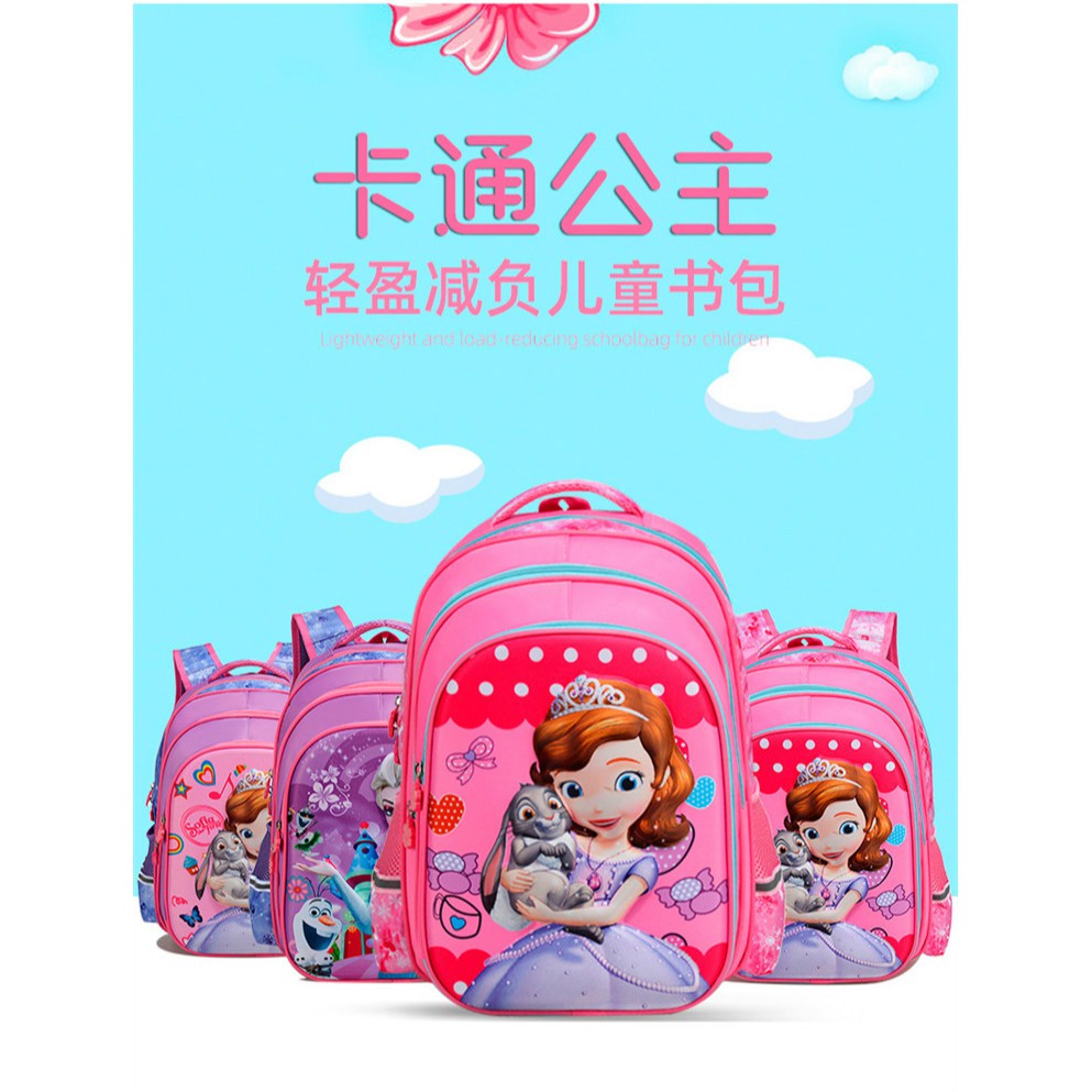 Balo đi học cho bé gái in hình 3D Bạch tuyết nhân vật hoạt hình đi học tiểu học lớp 1 2 3 4 5 TE13