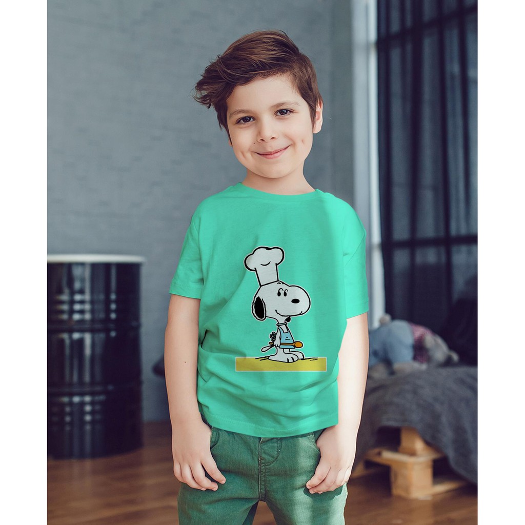 Áo thun Trẻ em in hình Đầu bếp Snoopy Cotton Thun - Dẽ Thương