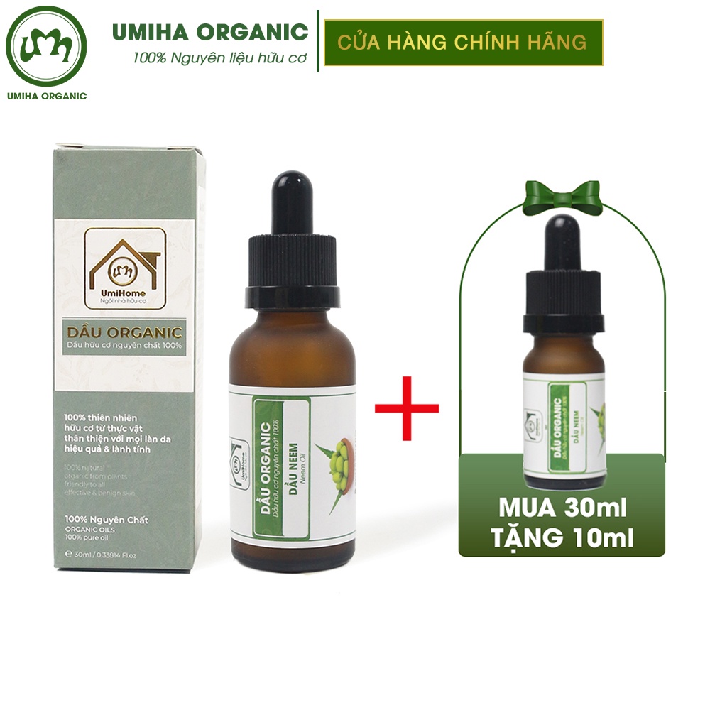 Dầu Neem nguyên chất UMIHOME hữu cơ 30ml ngừa mụn trứng cá, dưỡng ẩm da và làm mờ rạn da