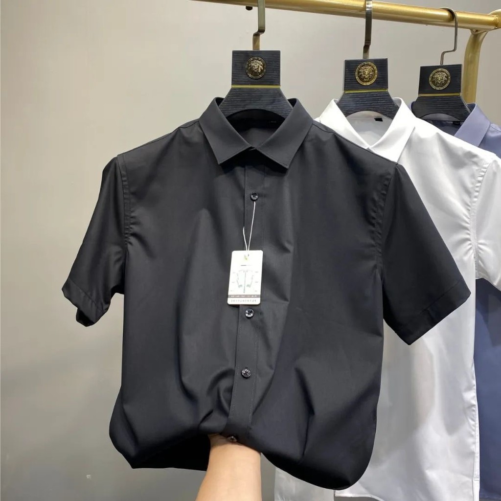 Áo sơ mi nam NGẮN TAY cao cấp - Chất liệu lụa , không nhăn, thoáng mát, thấm hút mồ hôi(SML) | BigBuy360 - bigbuy360.vn