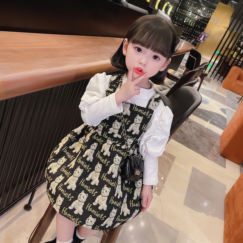 Set Đồ Gồm Đầm Hai Dây In Họa Tiết Động Vật + Áo Khoác Thời Trang Cho Bé Gái 0-4 Tuổi