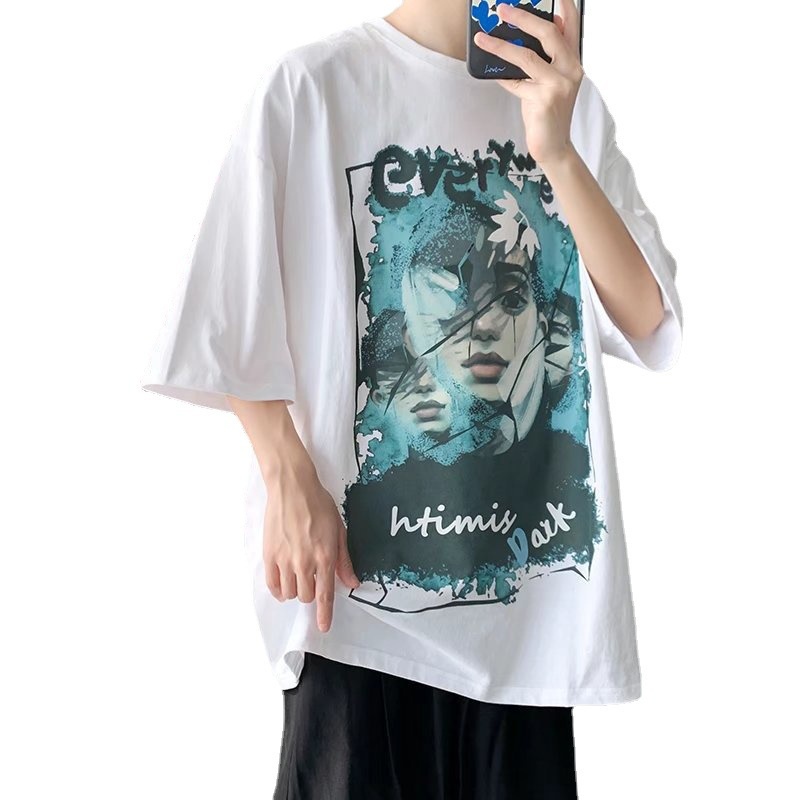 Áo thun MMIOT tay ngắn dáng rộng in họa tiết nhân vật hoạt hình graffiti thời trang mùa hè cho nam