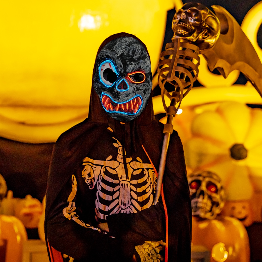 Mặt Nạ Kinh Dị Halloween Bắt Mắt Mặt Nạ Đầu Ma Bộ Xương Cả Người Đạo Cụ Đáng Sợ Biểu Diễn Múa Mặt Nạ Pvc