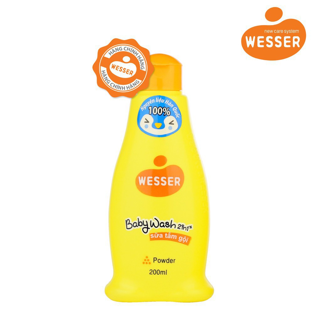Sữa tắm gội toàn thân trẻ em Wesser 2in1 thành phần thiên nhiên nhập khẩu Hàn Quốc (Màu cam)