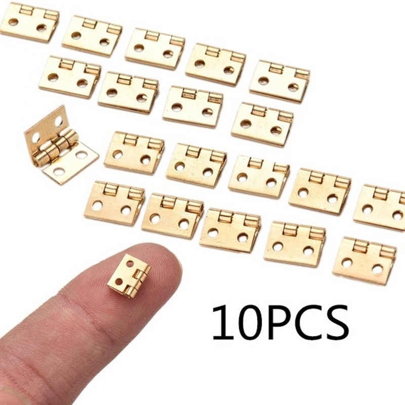 10 Pcs/Set DIY Right Angle Copper Hinge/ Mini Copper Hinge/ Folding Small Brass Hinge with Nail/ Wooden Box Cabinet Door Metal Hinges Furniture Accessories