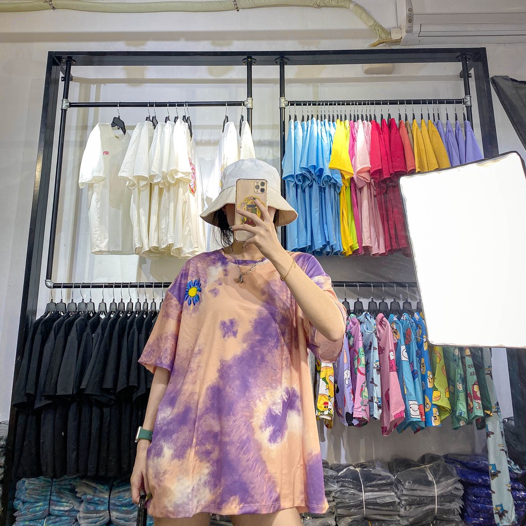 [ Mã FAMANU81 giảm 10% đơn 0đ ] Áo thun nữ tay lỡ ❤️ ẢNH THẬT ❤️ Áo thun Unisex Loang màu phông form rộng dáng Unisex | BigBuy360 - bigbuy360.vn