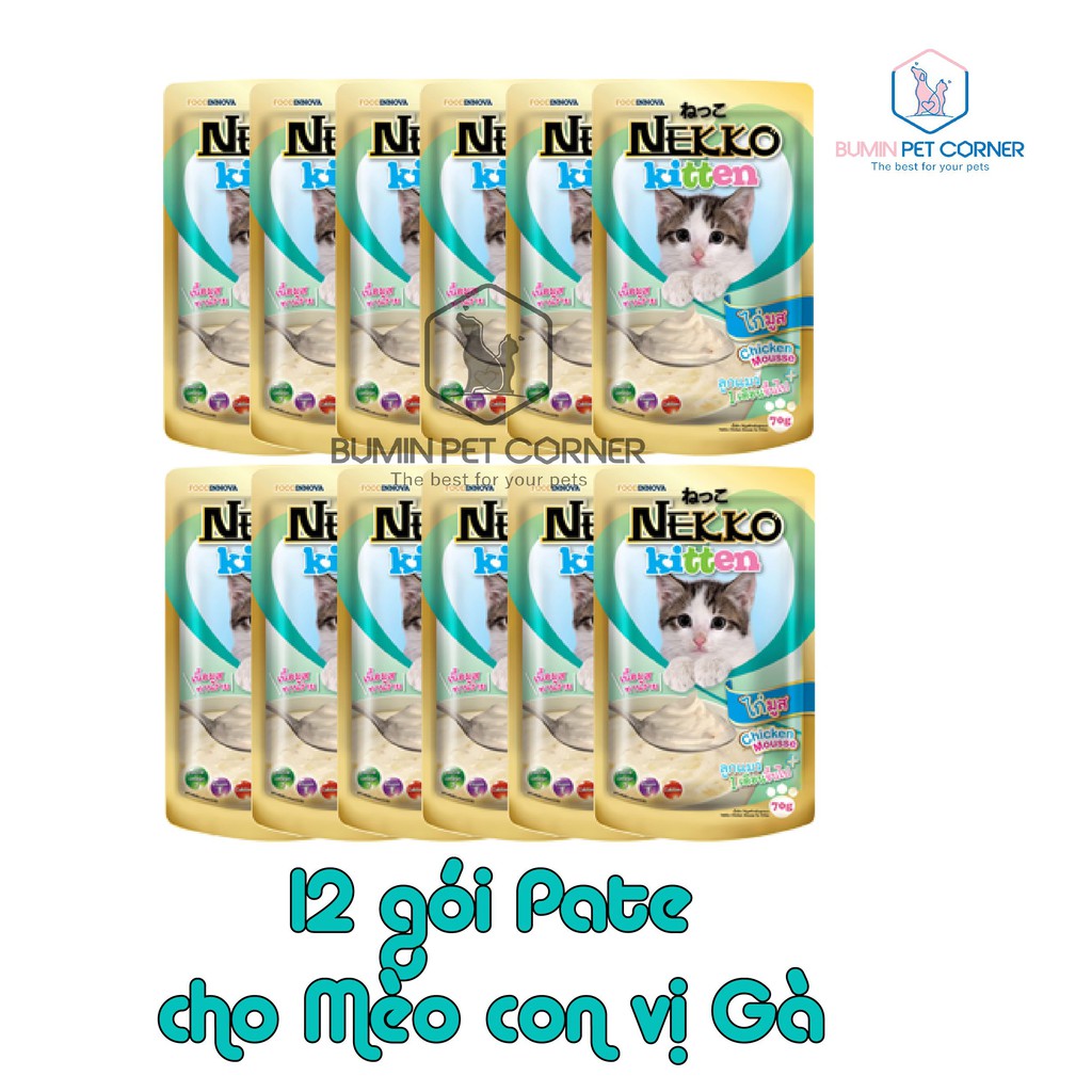 COMBO 12 gói Pate cho Mèo con Nekko Kitten gói 70gr