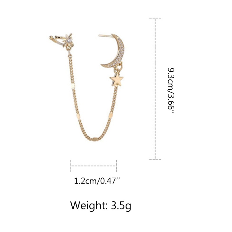 Win niche Khuyên Tai Dạng Kẹp Hình Ngôi Sao Mặt Trăng Không Cần Xương Tai Dễ Phối Đồ