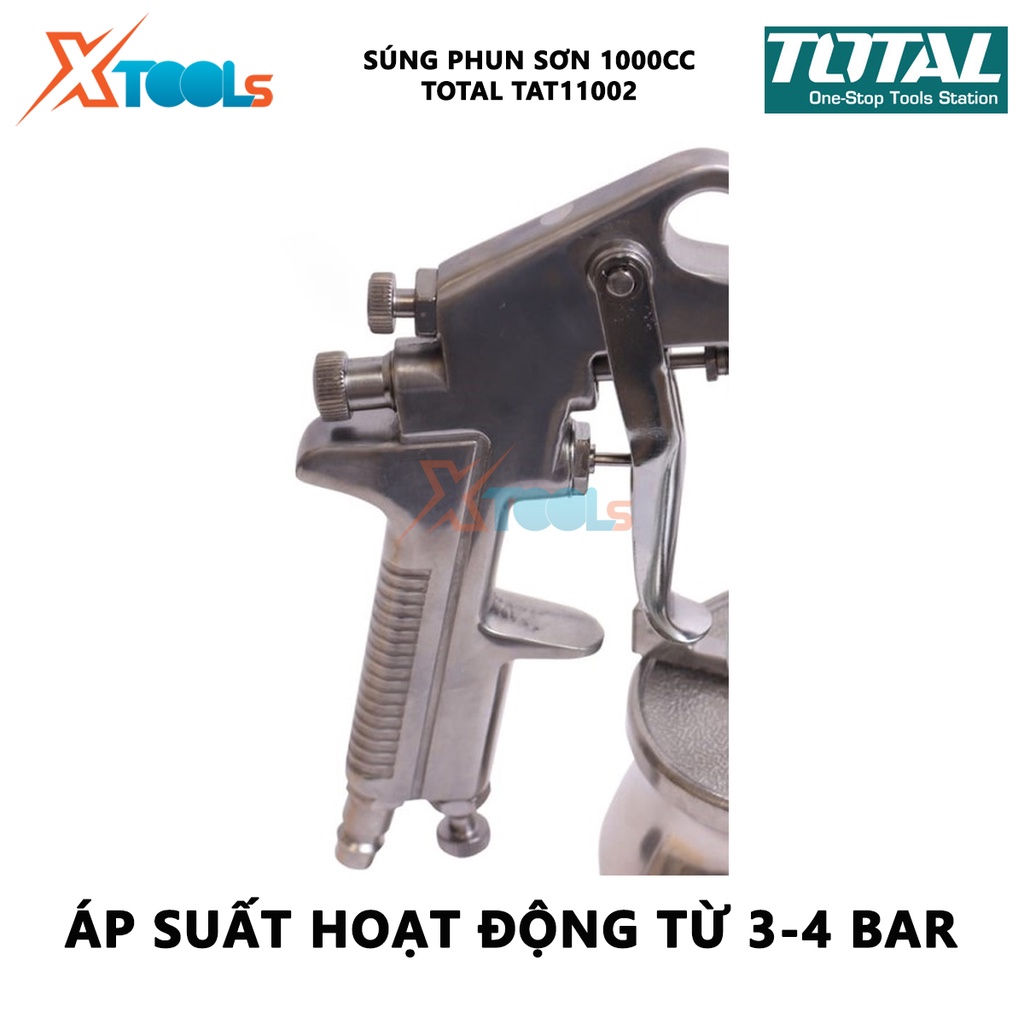 Súng phun sơn Total TAT11002 máy phun sơn cầm tay Đầu vòi 1.5mmÁp lực 3-4bar(43.5-58psi)Mức tiêu thụ 4.2-7.1cfm [XTOOLs]