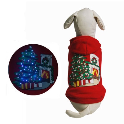 [27Pets} Áo Hoodie Hình Cây Thông Giáng Sinh Cho Thú Cưng Có Đèn LED Mới