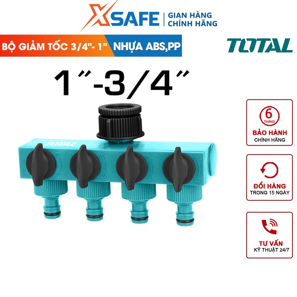 Khớp nối ống nước 4 đầu THHC604101, chất liệu khớp nối ABS, PP với nút ngắt và nút xoay bằng nhựa, kết cấu nhựa chịu lực