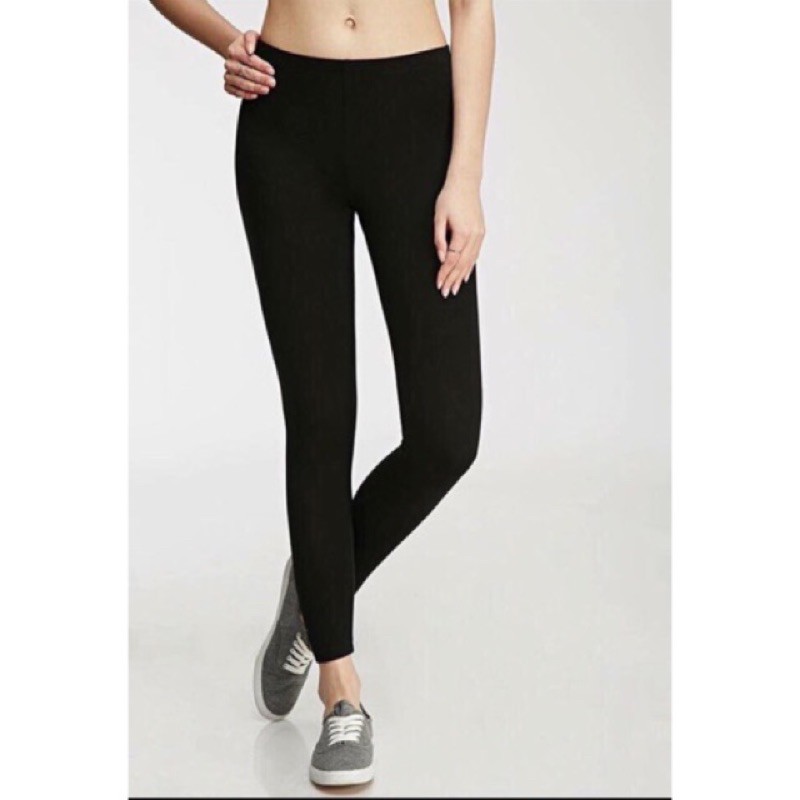 Quần legging thun trơn đen dài