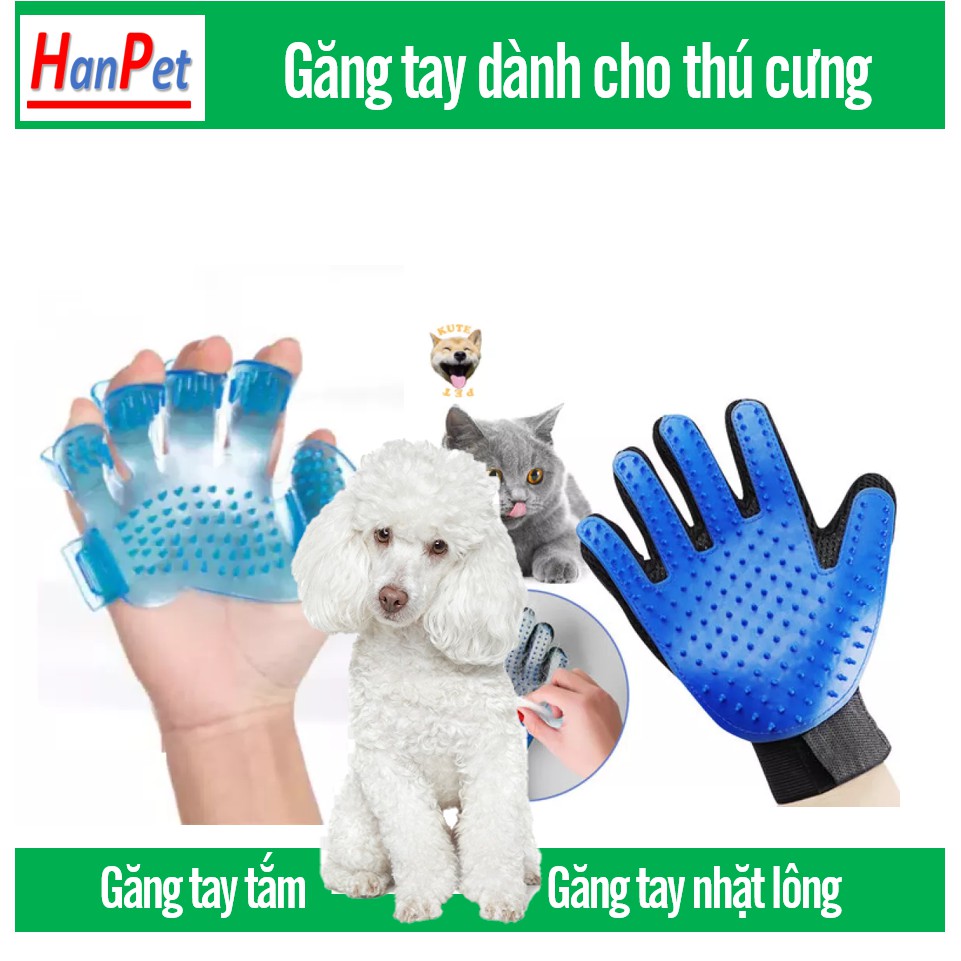 HN- Găng tay thú cưng (2 loại) dùng để tắm chó mèo và nhặt lông rụng cho chó mèo