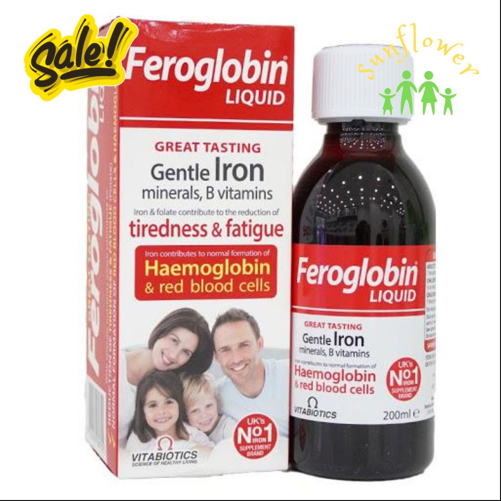 Siro Sắt dạng nước Feroglobin Vitabiotics UK - 200ml - Bổ sung sắt tự nhiên