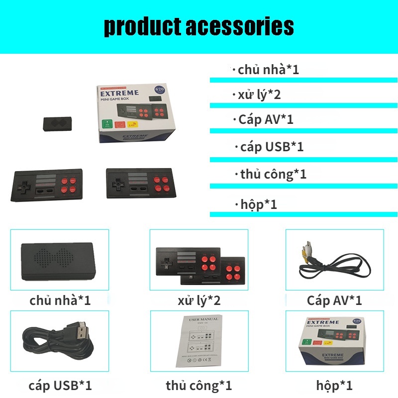 Bảng điều khiển trò chơi tv nes clone 620 trò chơi cổ điển hộp trò chơi không dây mini được xây dựng trong 620 trò chơi