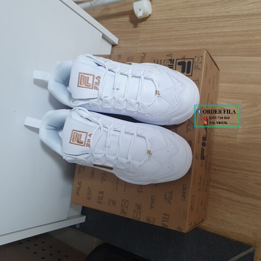 Giày Sneaker Thể Thao Nam Nữ FILA DISRUPTOR III WHITE LOGO GOLD Chính Hãng 100%