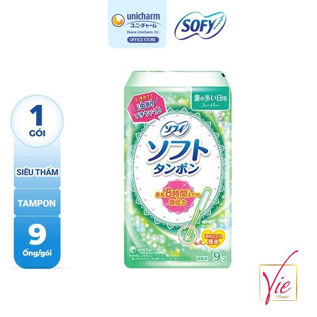 BVS Sofy Soft Tampon - Băng vệ sinh Sofy Soft Tampon Super siêu thấm gói 9 miếng (Hàng nhập khẩu)