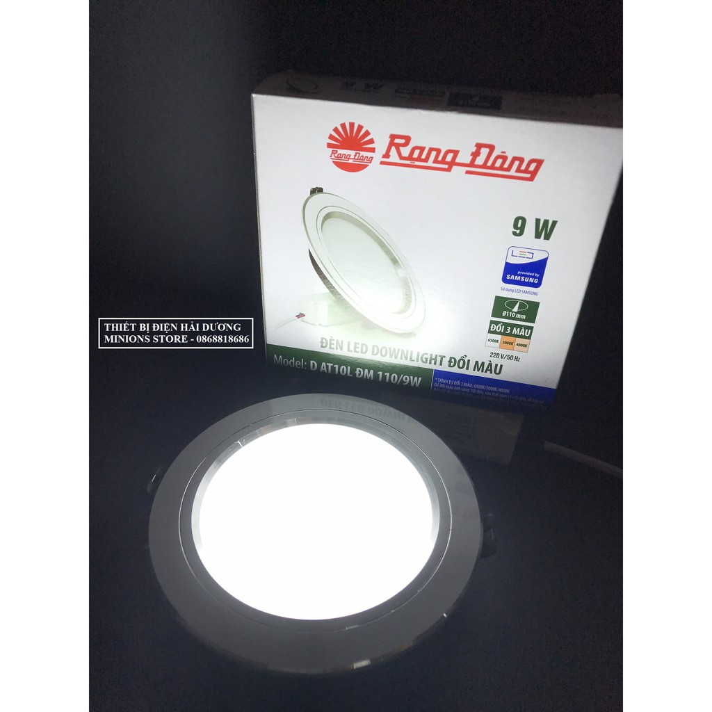 Combo 4 Đèn LED Downlight Âm Trần 3 chế độ Rạng Đông D AT08L ĐM 110/9W (Viền Trắng/Viền Vàng)