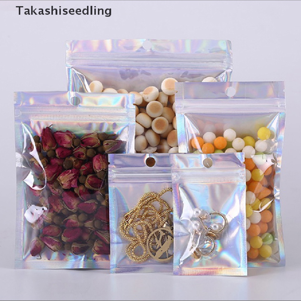 Set 100 Túi zip Nhôm Trong Suốt Hình Chiếc Lá Màu laser