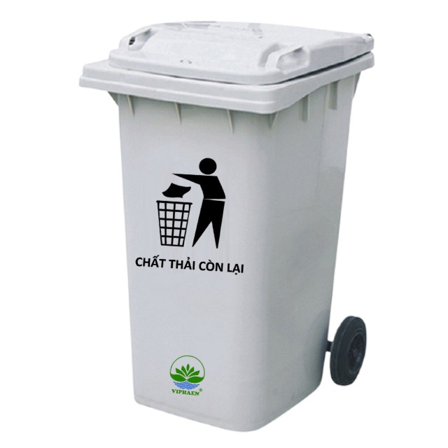 Thùng rác y tế (dán nhãn phân loại rác lây nhiễm, nguy hại, thông thường, tái chế,thùng rác nhưa nắp kín 120lít Viphaen