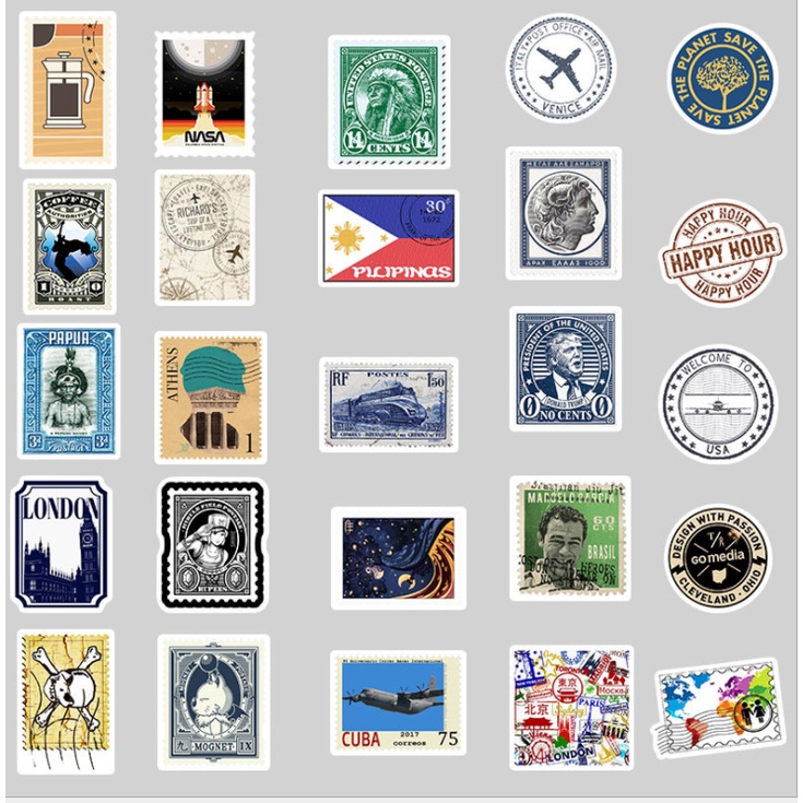 Sticker TEM VINTAGE nhựa PVC không thấm nước, dán nón bảo hiểm, laptop, điện thoại, Vali, xe