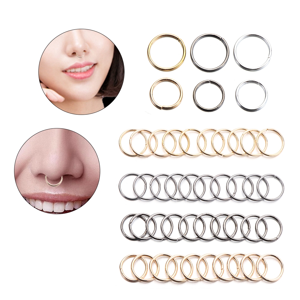 Set 60 Khoen Xỏ Mũi Chất Liệu Hợp Kim Dáng Tròn Thời Trang