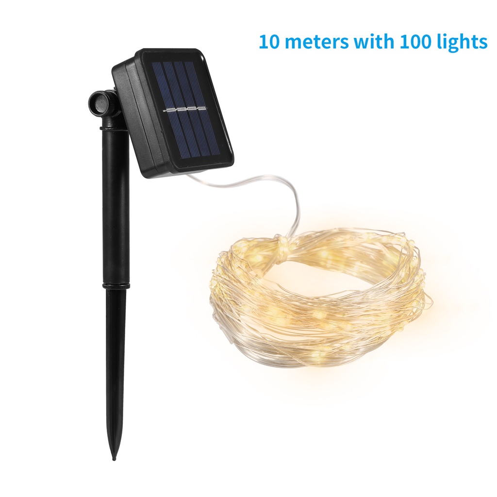 [huite]10m 100 LED Solar Power String Fairy Lights Copper Wire light For Outdoor Garden Party