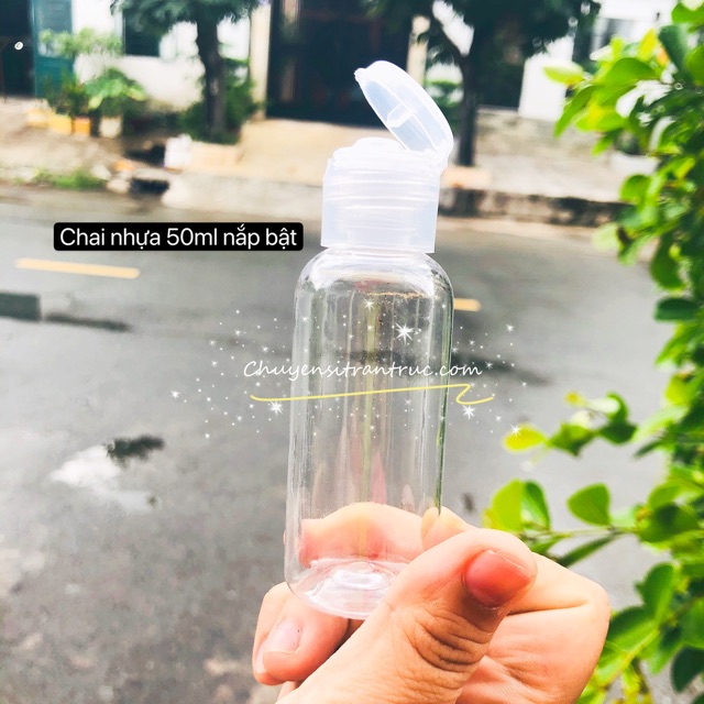 Chai nhựa pet nắp bật trong suốt 50ml