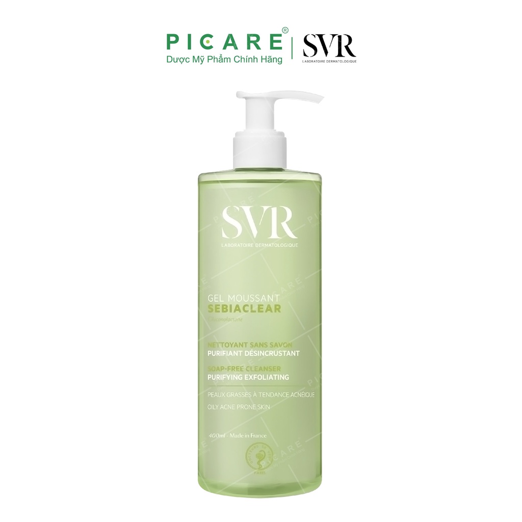 Sữa rửa mặt dạng gel không chứa xà phòng dành cho da nhờn mụn SVR Sebiaclear Gel Moussant