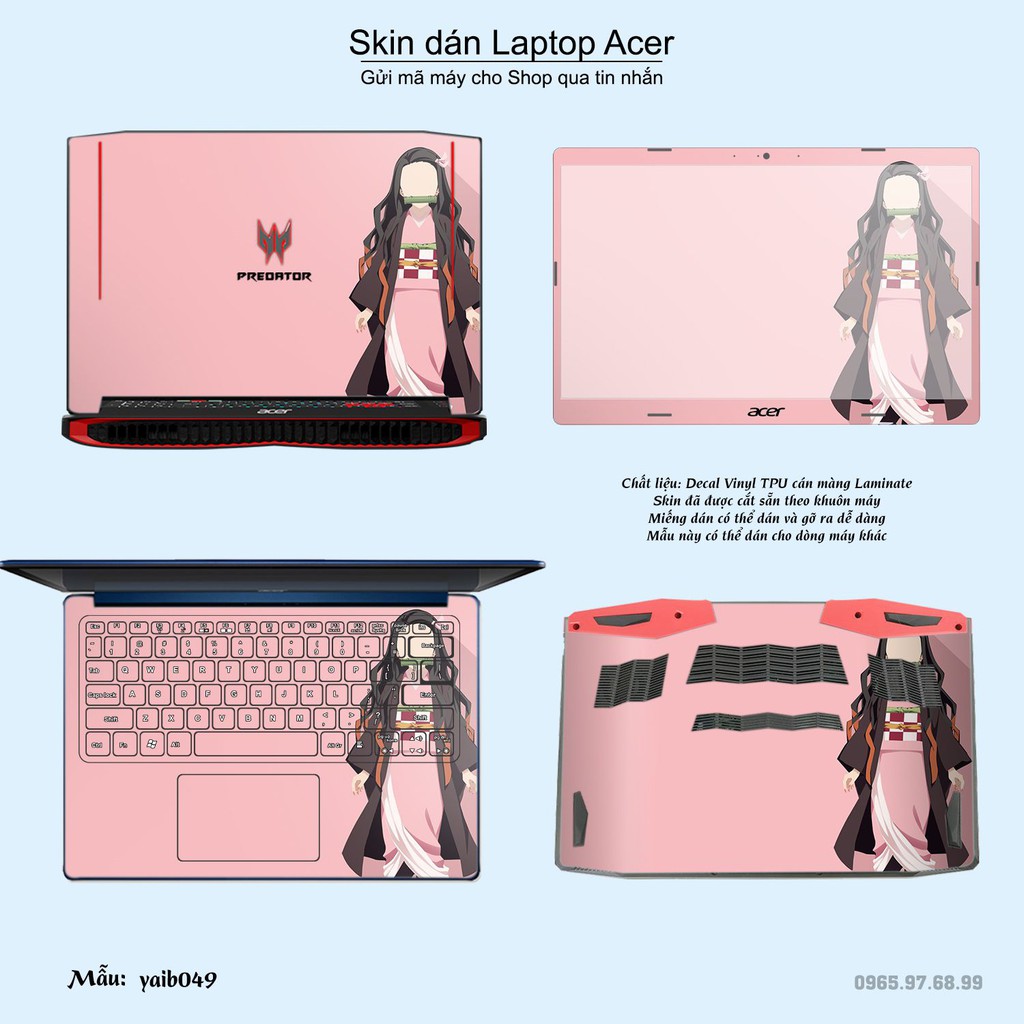 Skin dán Laptop Acer in hình Kimetsu No Yaiba nhiều mẫu 2 (inbox mã máy cho Shop)