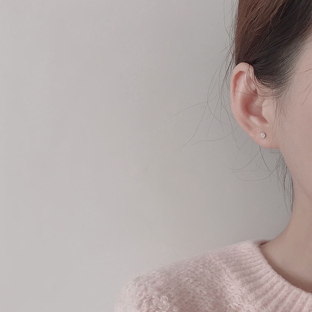 Bông tai mạ bạc 925 đính đá zircon phong cách Hàn Quốc nhiều kiểu tùy chọn