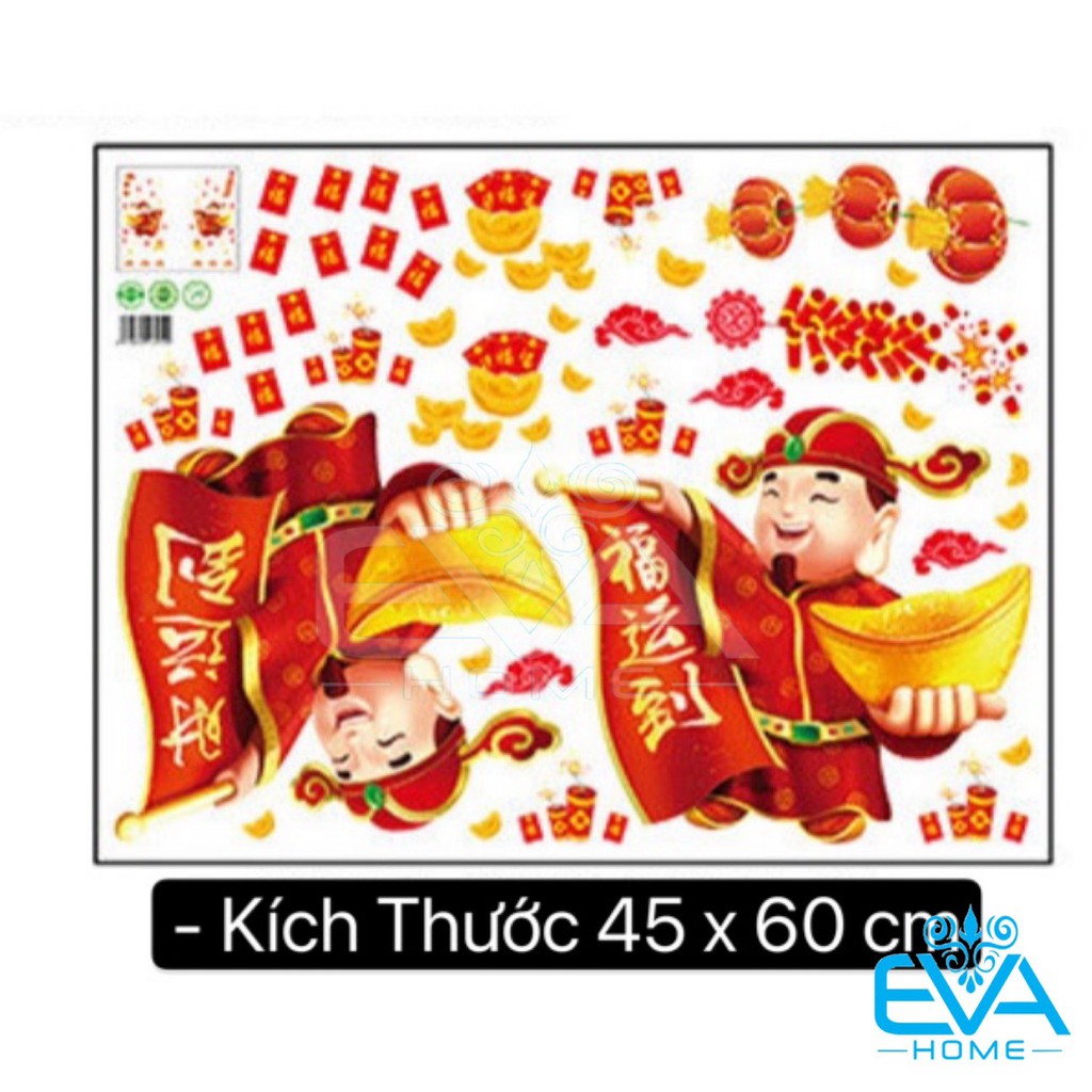 Decal Dán Tường Dán Kính Trang Trí Tết Họa Tiết Thần Tài Đón Tết XH6234 M0728