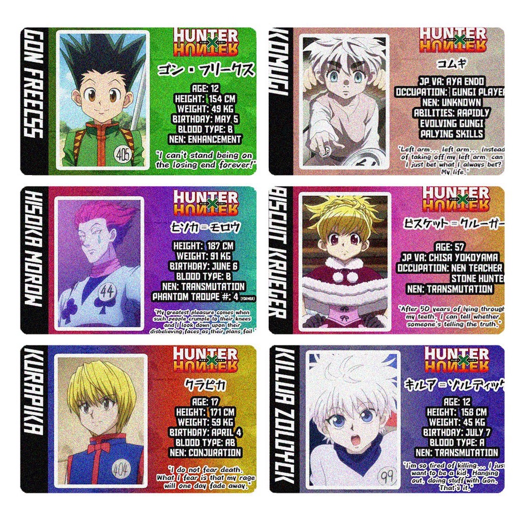 Ảnh card bo góc in hình THỢ SĂN HUNTER X HUNTER ver ID thẻ bo viền 5*8cm anime chibi sưu tập
