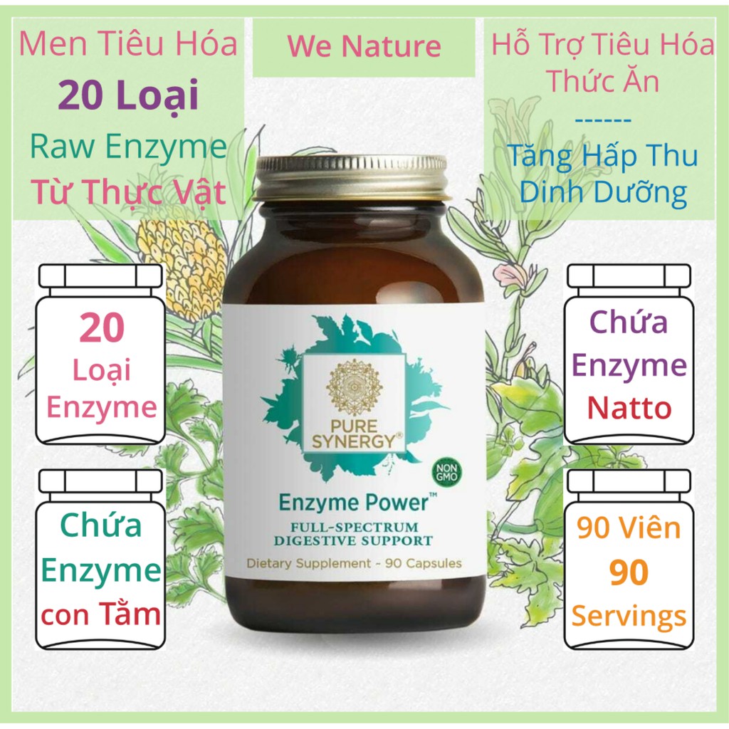 Men Tiêu Hóa Enzyme Power - Enzyme Phổ Rộng Thực Vật - Hỗ Trợ Tiêu Hóa - Tăng Hấp Thu Dinh Dưỡng - Pure Synergy