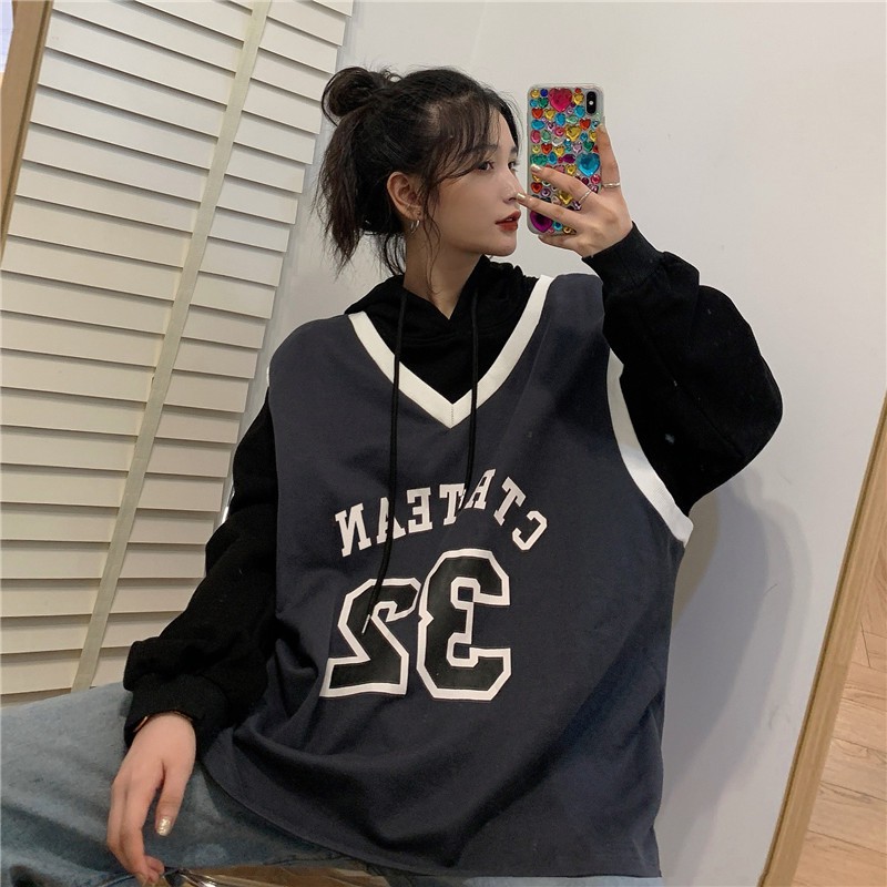 Áo Hoodie Tay Dài Dáng Rộng Kiểu Bóng Rổ Thời Trang Mùa Thu Cho Nam