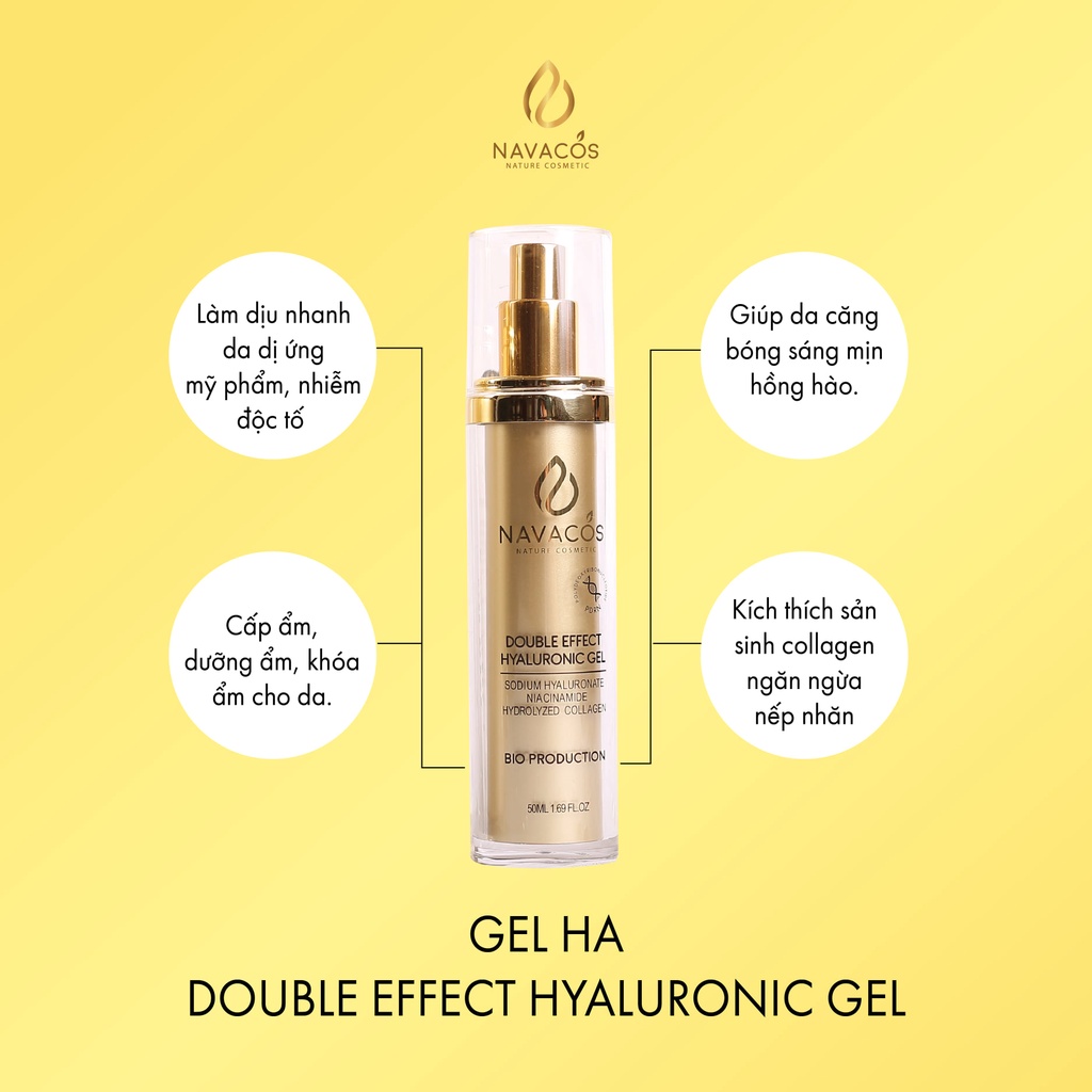 Gel HA dưỡng ẩm Navacos Double Effect Hyaluronic Gel 50ml