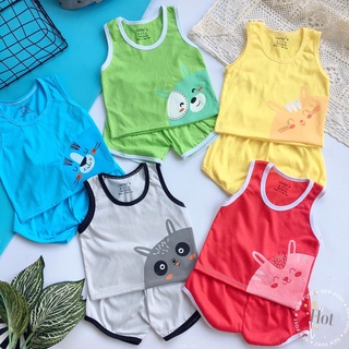 Quần áo trẻ em, combo 5 bộ ba lỗ bé trai, bé gái (set ba lỗ mèo) size 3-14kg