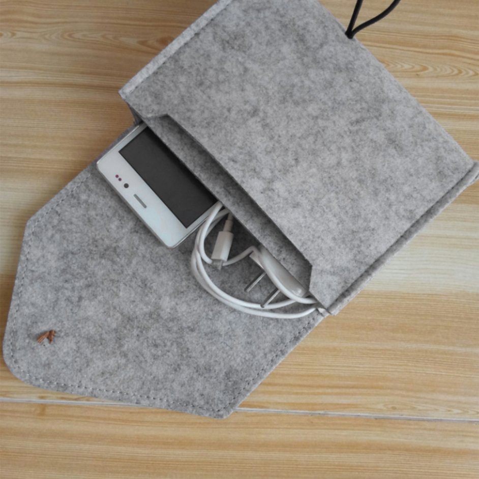 Túi Đựng Tai Nghe Và Cáp Sạc Màu Trơn Túi lưu trữ Power Bank Storage Bag Solid Portable Travel Felt Power Bank USB Data Cable Earphone Organizer Bag