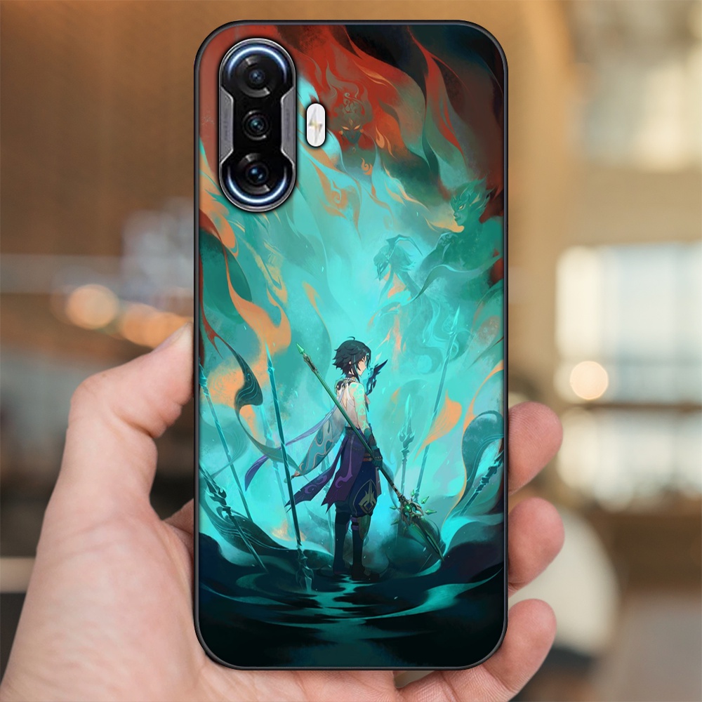 Ốp lưng Xiaomi K40 Gaming viền đen in hình Xiao Genshin Impact