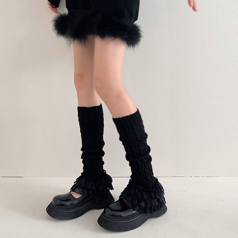 XIXI Vớ Ống Cao Dệt Kim Dày Giữ Ấm Chân Cho Nữ