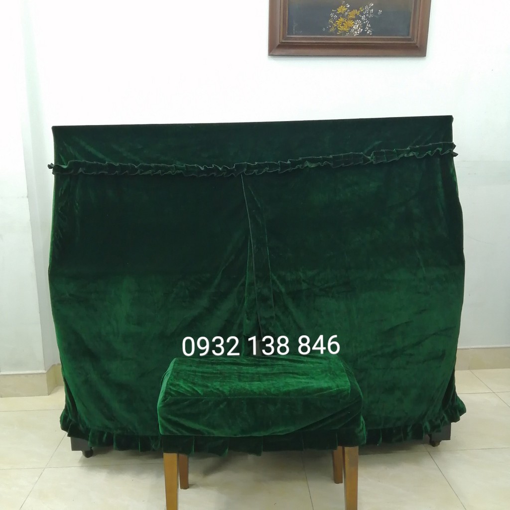 Khăn phủ đàn Piano xanh rêu sang trọng phủ nguyên cây đàn
