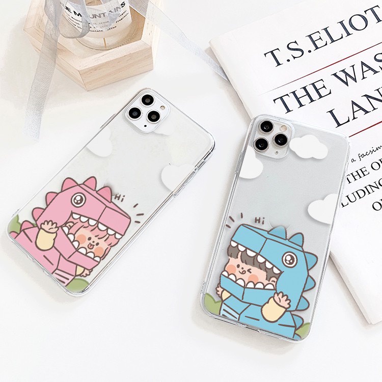 Ốp lưng hình cặp đôi khủng long cute viền trong chống ố 5/5s/6/6plus/6s/6splus/7/7plus/8/8plus/x/xs/11/12/pro/max
